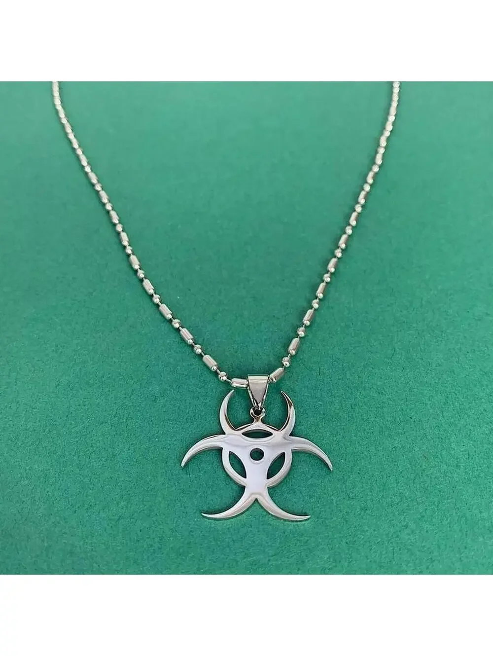 Y2k Nuclear ☢️ opium punk gothic style necklace. Cool design. Chain is unisex